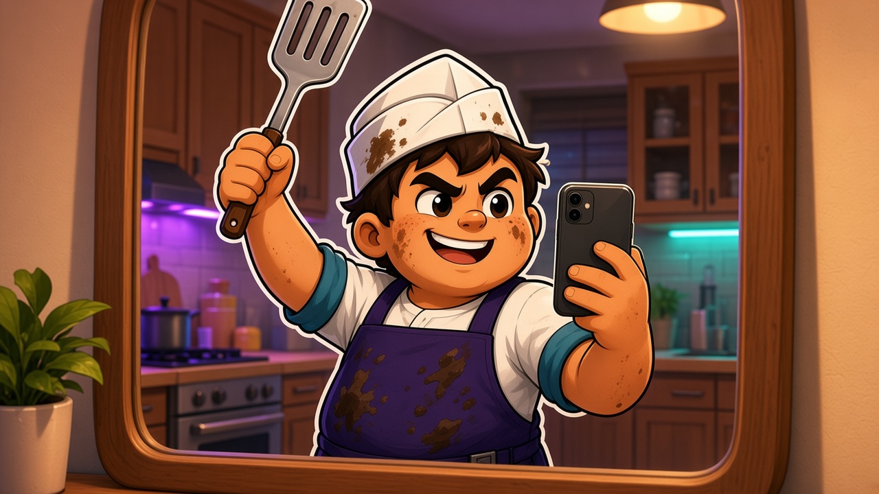 Paper hat. Spatula up. Clocked out.