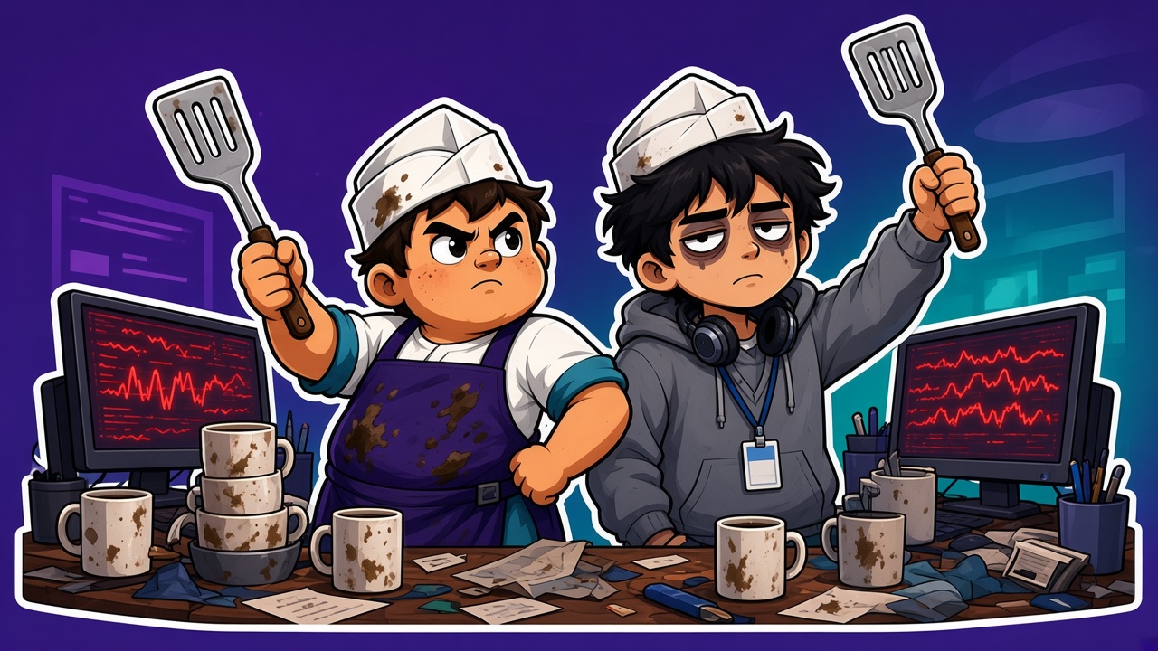 2am. Prod is down. Two tribes, one spatula salute.